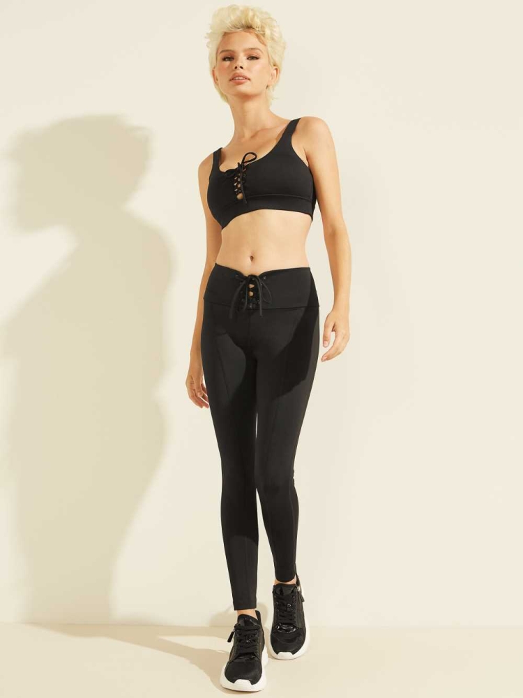 GUESS Lace-Up Women's Leggings Black | UK1629PJK