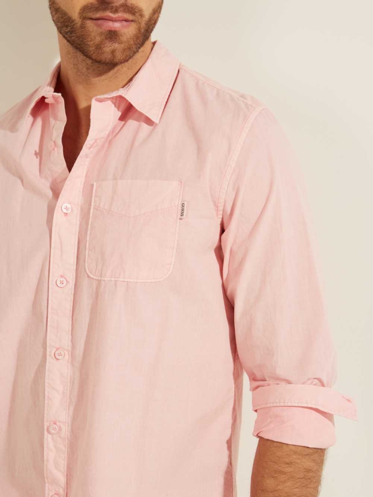 GUESS Laguna Washed Men's Shirts Light Pink Multicolor | UK9321SRC