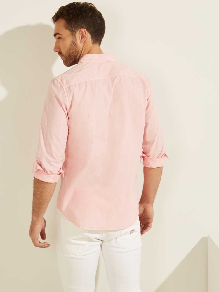 GUESS Laguna Washed Men's Shirts Light Pink Multicolor | UK9321SRC