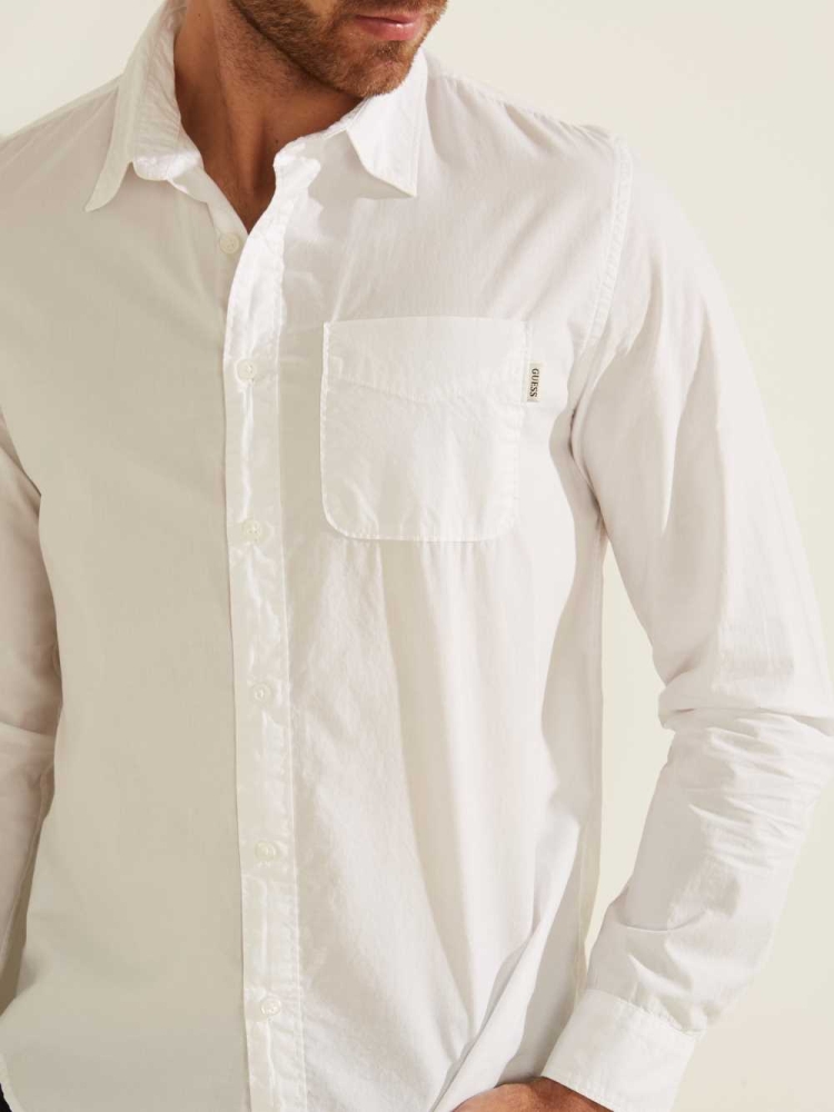 GUESS Laguna Washed Men's Shirts White | UK5794FLM