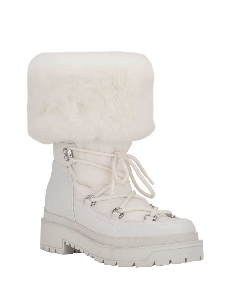 GUESS Larya Faux-Fur Snow Women\'s Boots White | UK9742TWQ