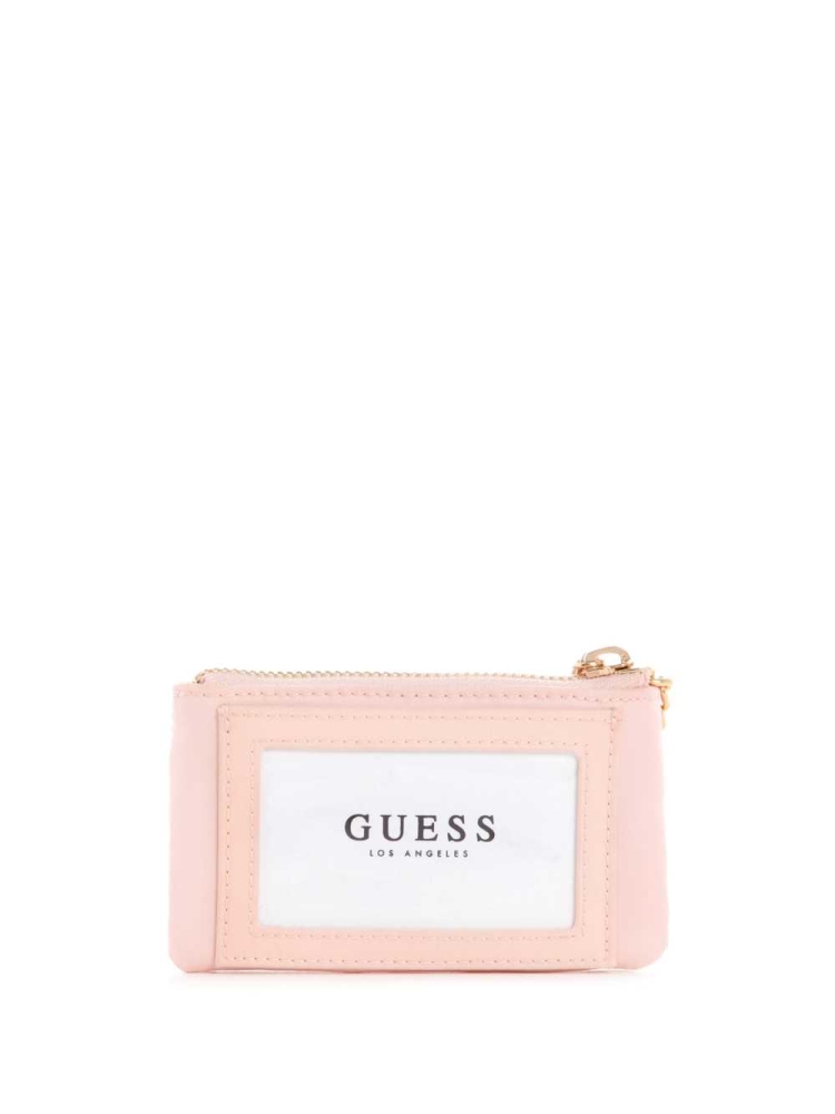 GUESS Layla Zip Pouch Women's Wallets Pink | UK1675DSH