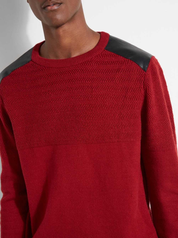 GUESS Liam Herringbone Contrast Men's Sweaters Red | UK0873IHT