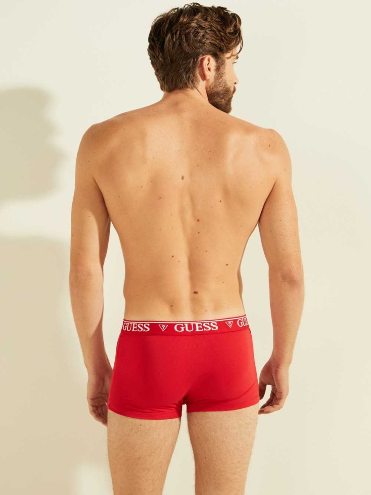 GUESS Logo Band Boxer Briefs Men's Underwear Red | UK4152IND