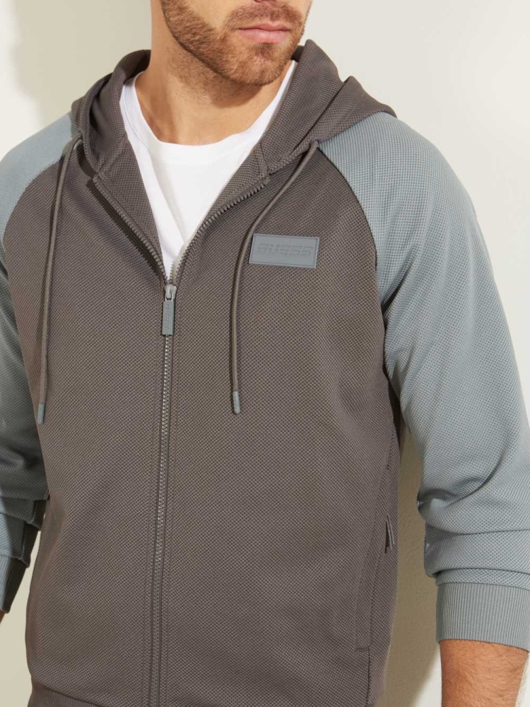 GUESS Logo Patch Active Men's Hoodies Grey | UK0231QDP