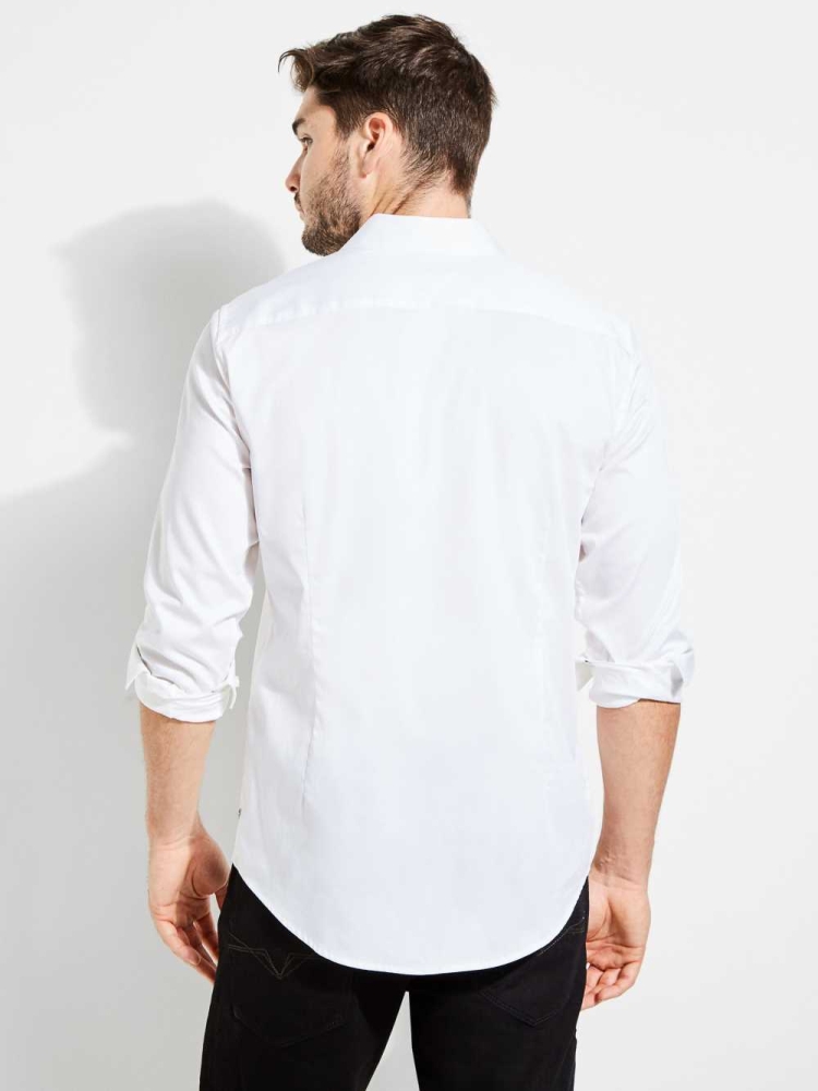 GUESS Luxe Stretch Men's Shirts White | UK1240OCD