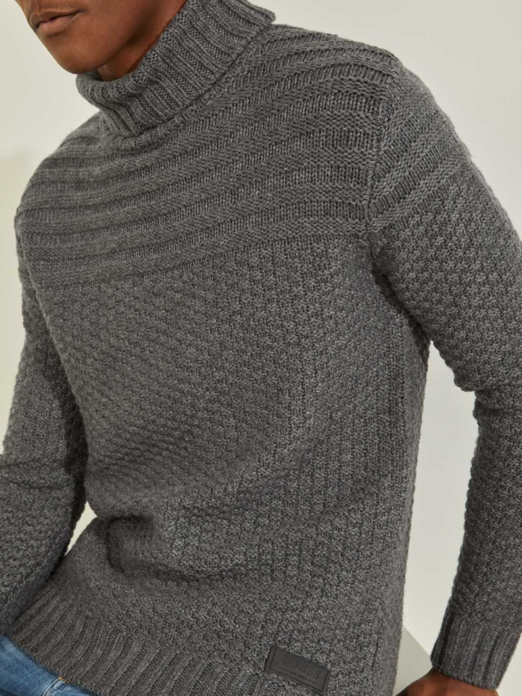 GUESS Lynton Ski Turtleneck Men's Sweaters Dark Grey | UK5823YRX