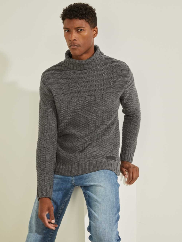 GUESS Lynton Ski Turtleneck Men\'s Sweaters Dark Grey | UK5823YRX