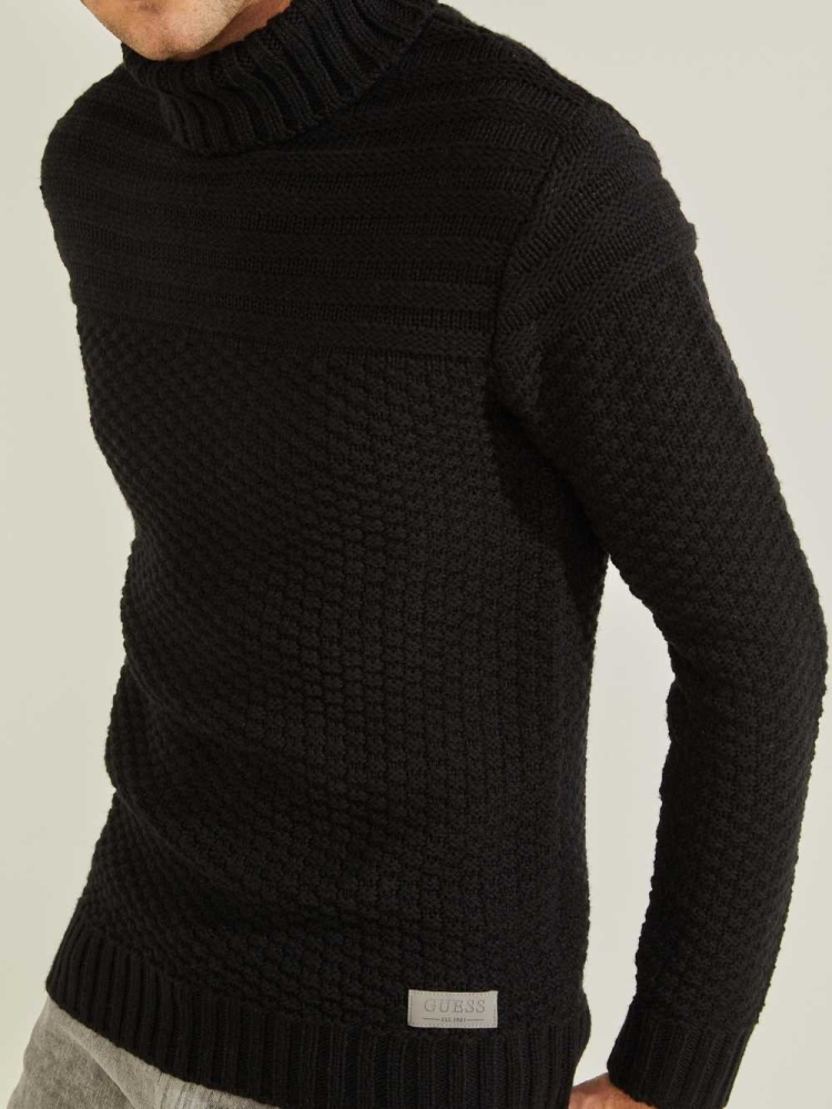 GUESS Lynton Ski Turtleneck Men's Sweaters Black | UK6491IZT