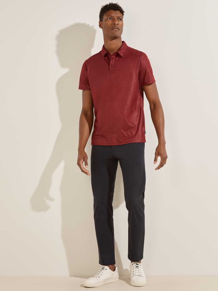 GUESS Mason Shine Men's Polo Shirts Burgundy | UK5794JIE