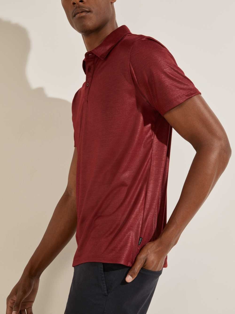 GUESS Mason Shine Men's Polo Shirts Burgundy | UK5794JIE