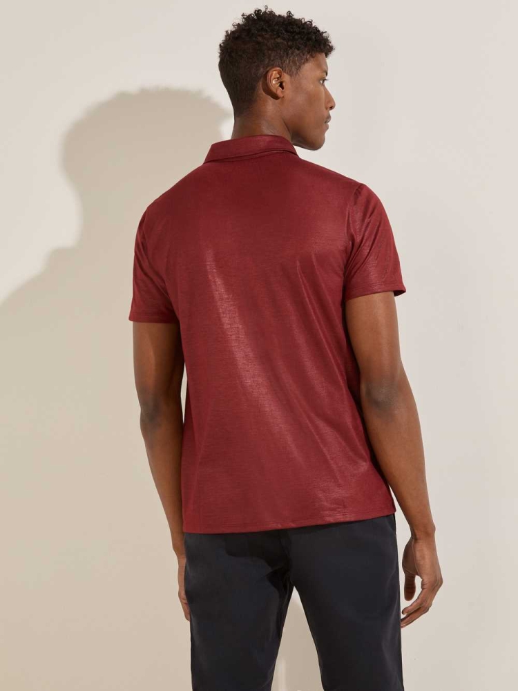 GUESS Mason Shine Men's Polo Shirts Burgundy | UK5794JIE