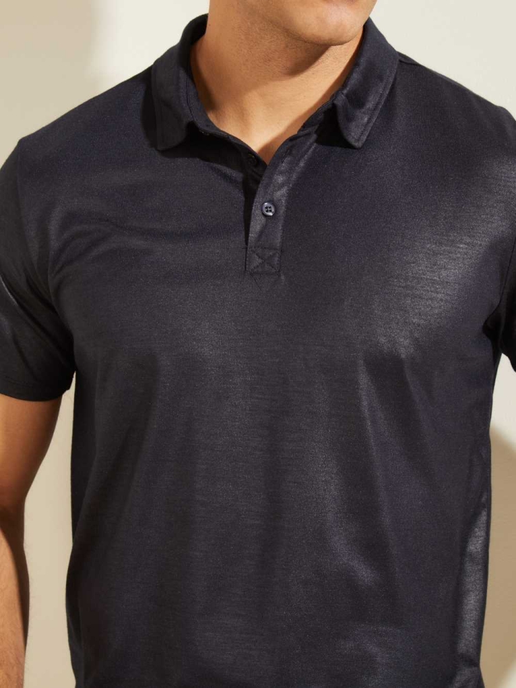 GUESS Mason Shine Men's Polo Shirts Dark Blue | UK5921YXC