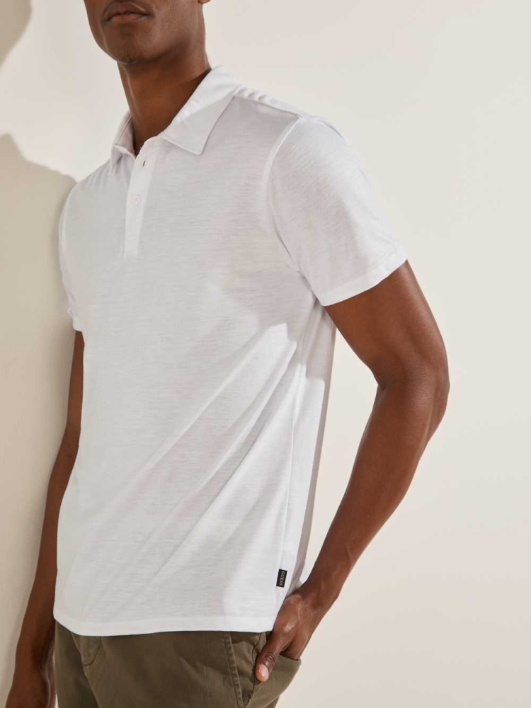 GUESS Mason Shine Men's Polo Shirts White | UK9806BCL