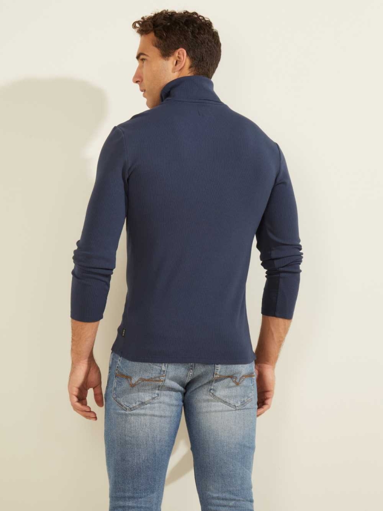 GUESS Mateo Turtleneck Men's T-Shirts Blue | UK9461NEL