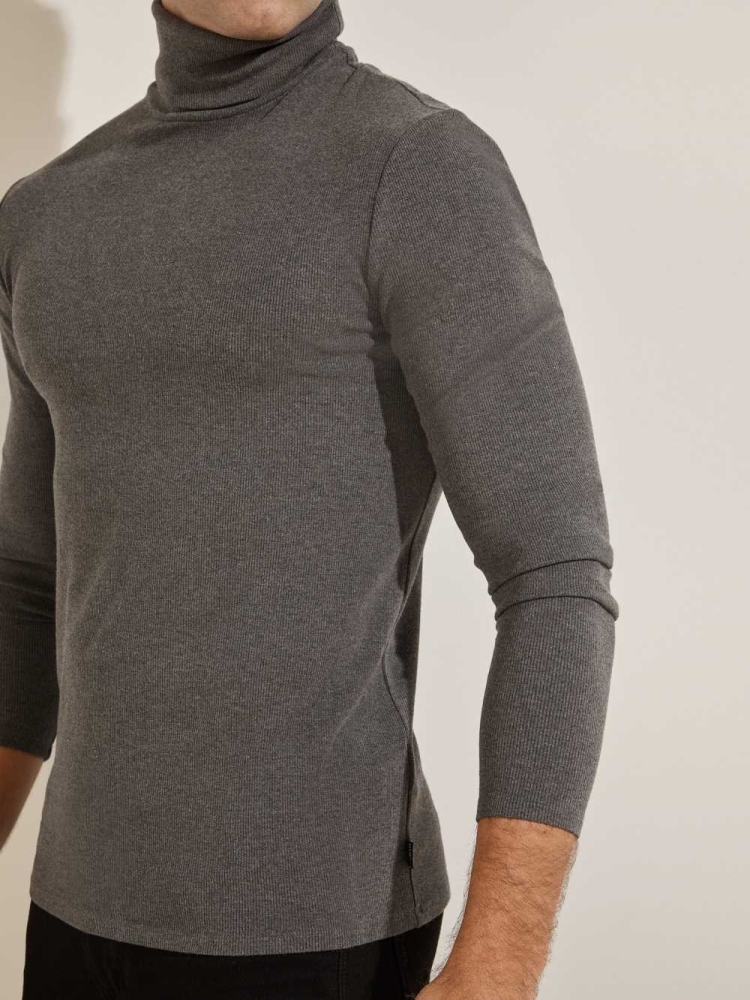 GUESS Mateo Turtleneck Men's T-Shirts Dark Grey | UK8243FGA