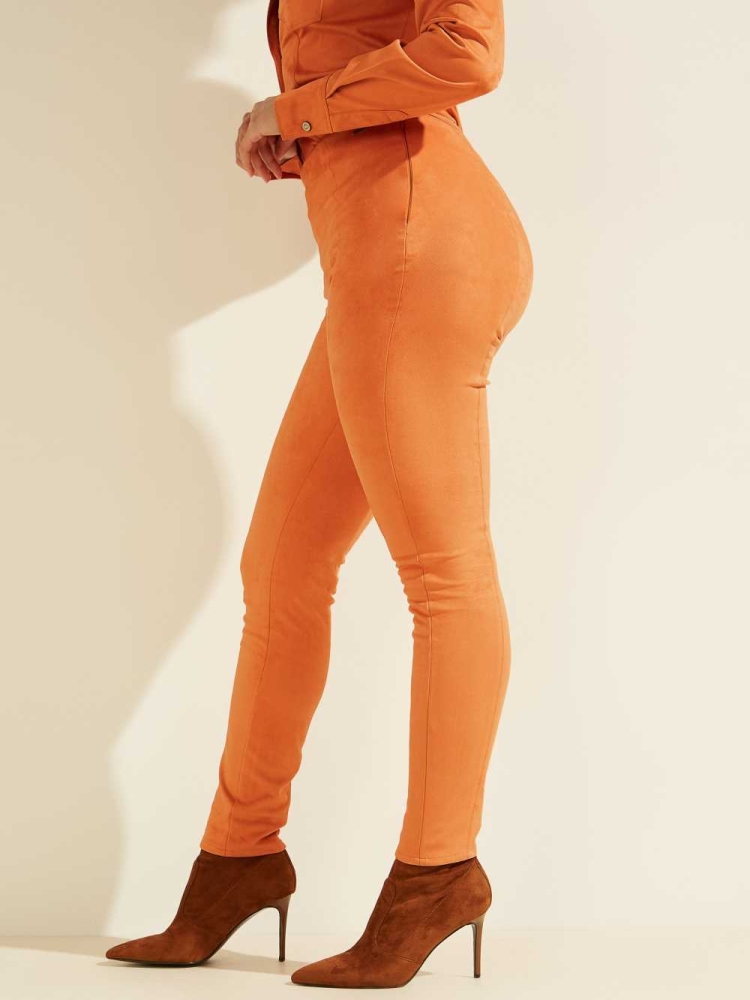 GUESS Maya Faux-Suede Women's Leggings Apricot | UK7213GMZ