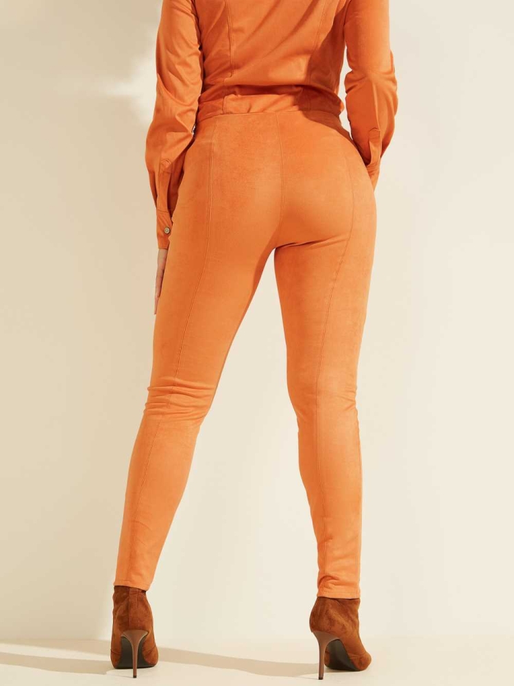 GUESS Maya Faux-Suede Women's Leggings Apricot | UK7213GMZ