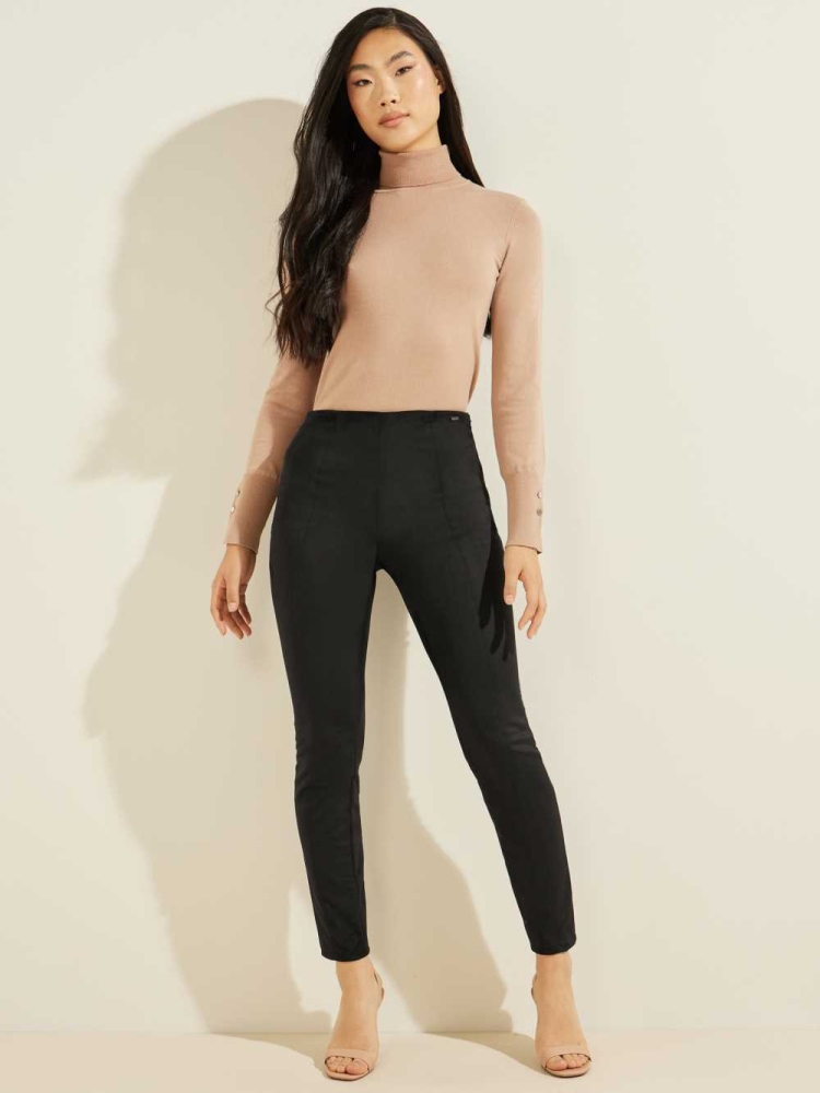 GUESS Maya Faux-Suede Women's Leggings Black | UK4512ODJ