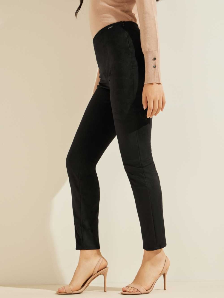 GUESS Maya Faux-Suede Women's Leggings Black | UK4512ODJ