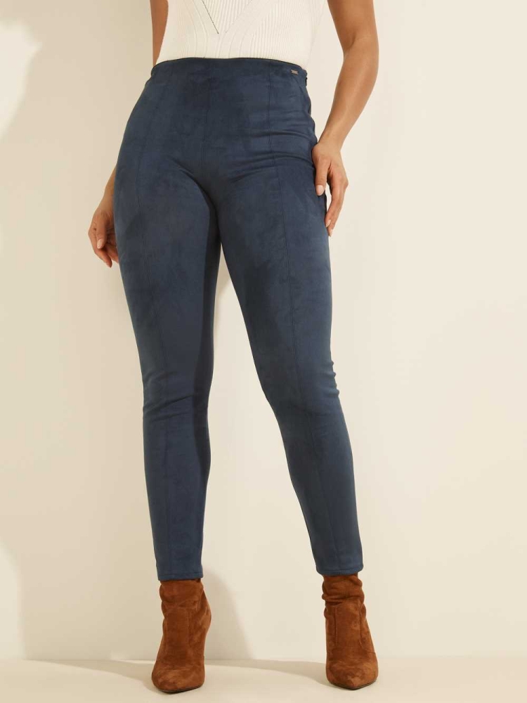 GUESS Maya Faux-Suede Women's Leggings Blue | UK8976NJV