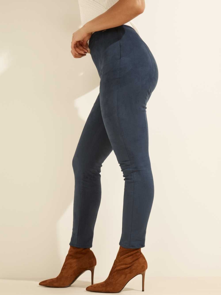 GUESS Maya Faux-Suede Women's Leggings Blue | UK8976NJV