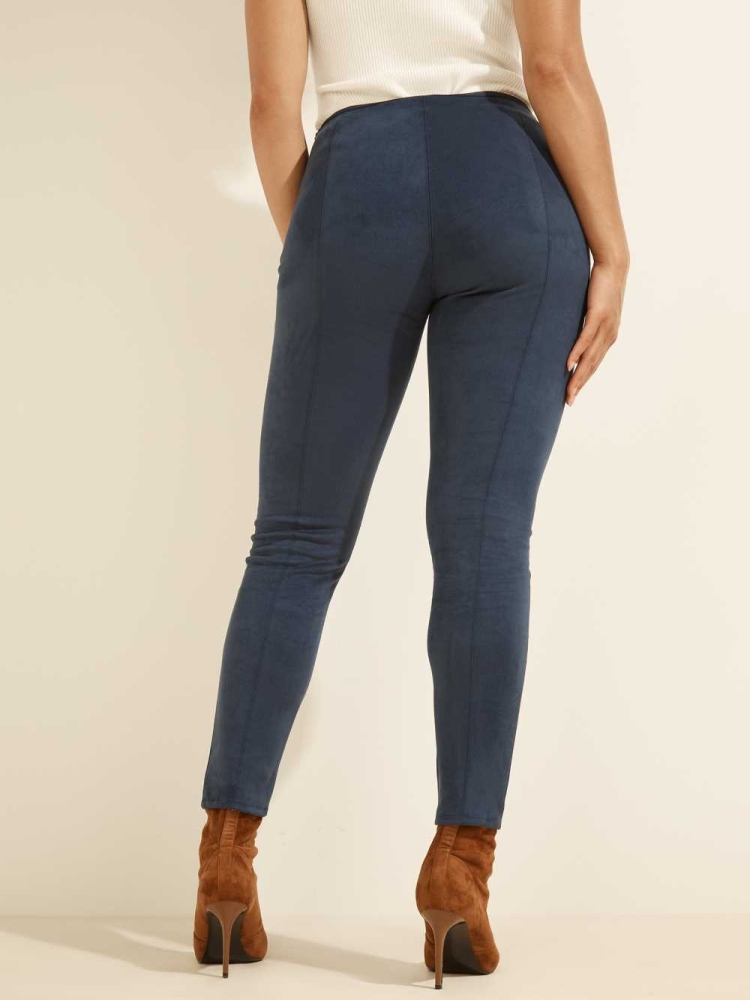 GUESS Maya Faux-Suede Women's Leggings Blue | UK8976NJV