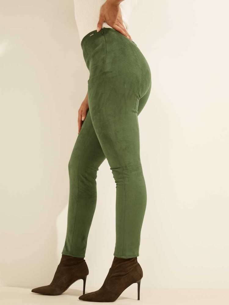 GUESS Maya Faux-Suede Women's Leggings Green | UK8403PUJ