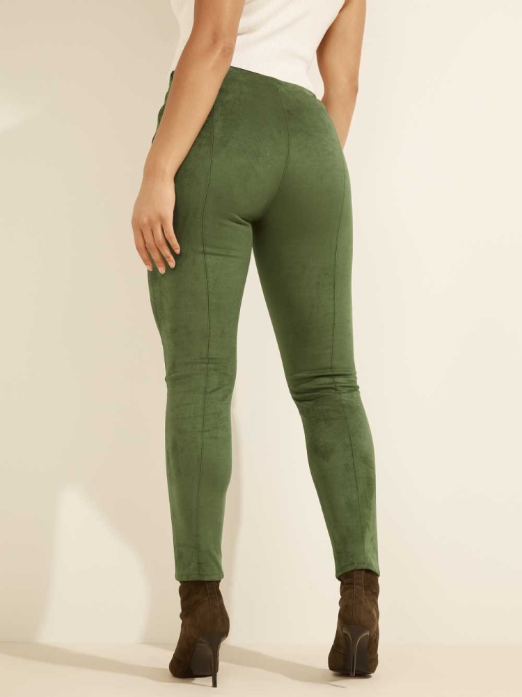 GUESS Maya Faux-Suede Women's Leggings Green | UK8403PUJ