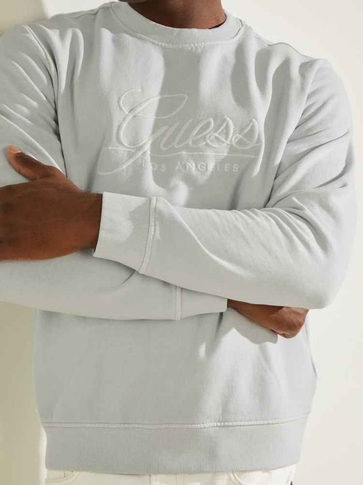 GUESS Melvyn Pullover Men's Sweatshirt White | UK0934ZBM