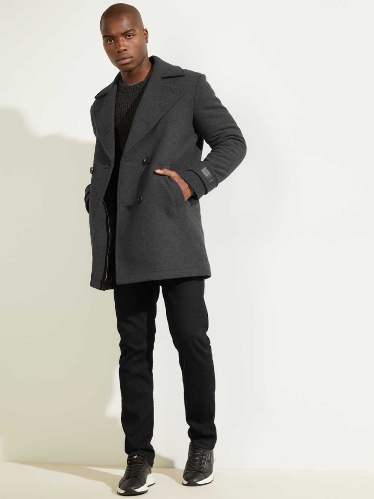 GUESS Military Wool-Blend Men's Coats Dark Grey | UK5934NSD