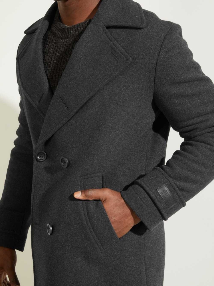 GUESS Military Wool-Blend Men's Coats Dark Grey | UK5934NSD