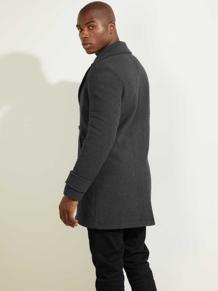 GUESS Military Wool-Blend Men's Coats Dark Grey | UK5934NSD