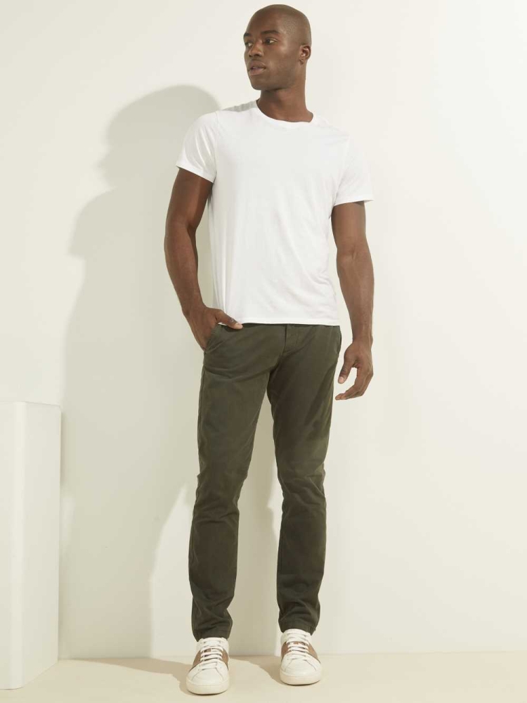 GUESS Myron Twill Skinny Men's Pants Green | UK7539IMP