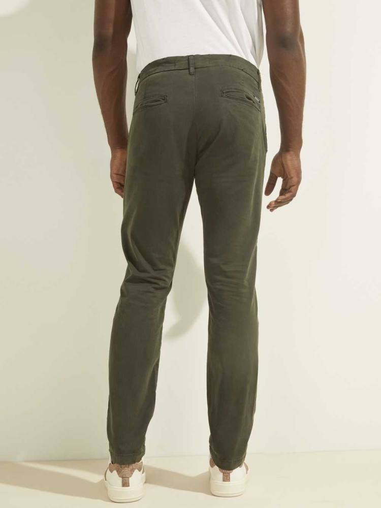 GUESS Myron Twill Skinny Men's Pants Green | UK7539IMP