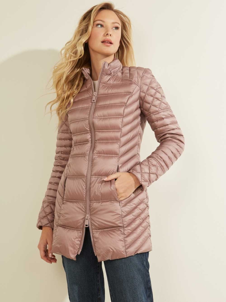 GUESS Natasha Packable Down Women's Jackets Light Brown | UK5793MBE