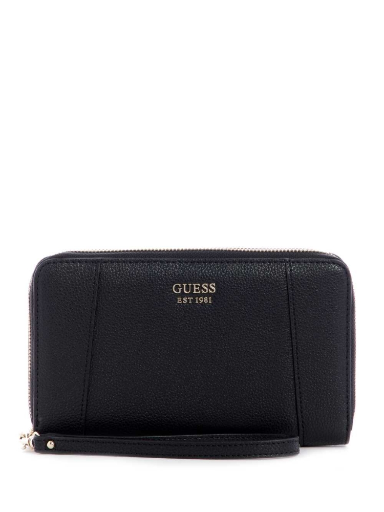 GUESS Naya Double Zip Wristlet Women\'s Wallets Black | UK3476QER