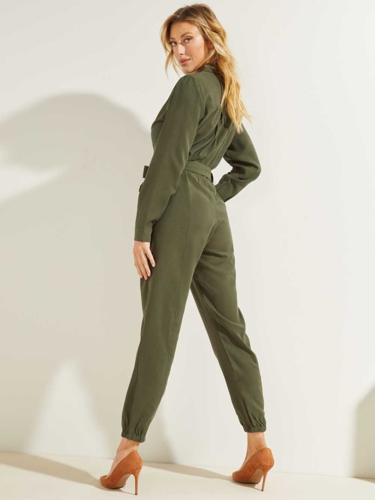 GUESS Neva Sandwashed Women's Jumpsuits Green | UK5612MKP