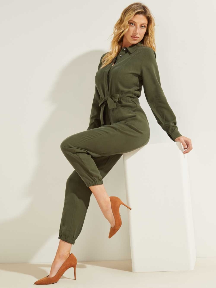 GUESS Neva Sandwashed Women\'s Jumpsuits Green | UK5612MKP