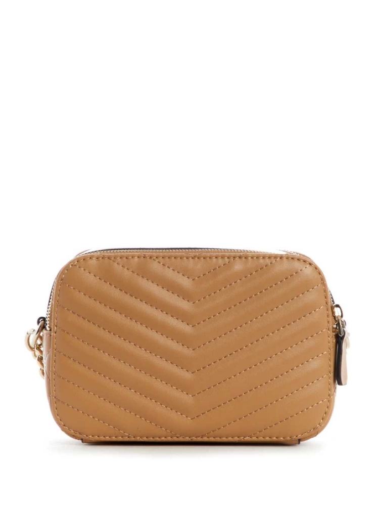 GUESS Noelle Quilted Camera Women's Crossbodies Beige | UK4205TML