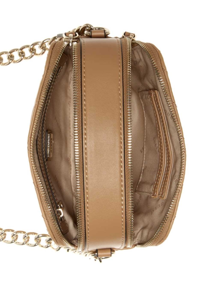 GUESS Noelle Quilted Camera Women's Crossbodies Beige | UK4205TML