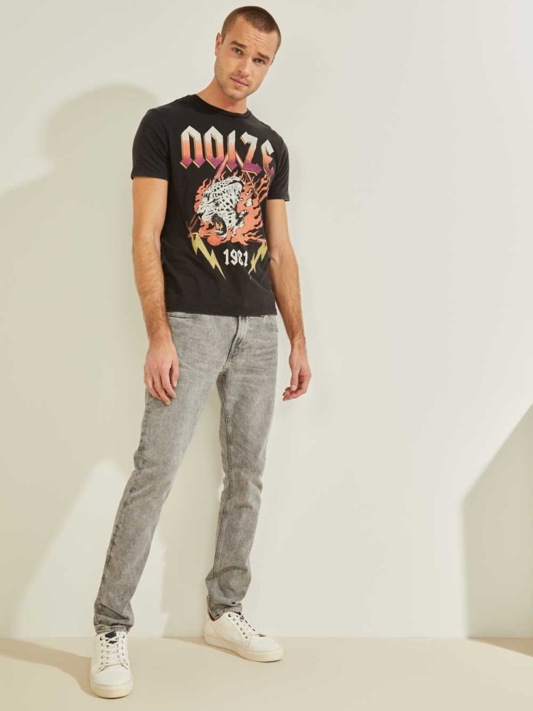 GUESS Noize Men's T-Shirts Black Multicolor | UK5067WDP