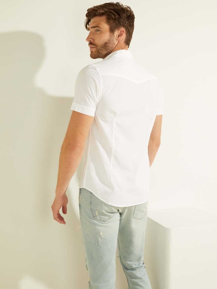 GUESS Nottingham Western Men's Shirts White | UK7816HEL