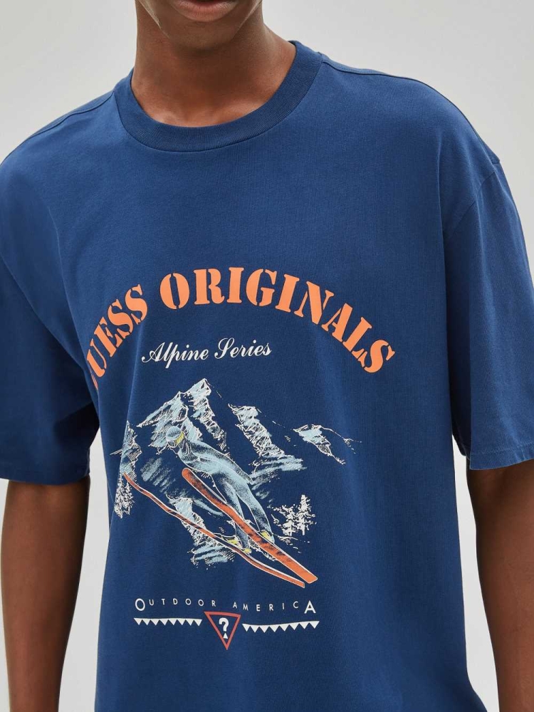 GUESS Originals Alpine Men's T-Shirts Blue | UK2018CMV