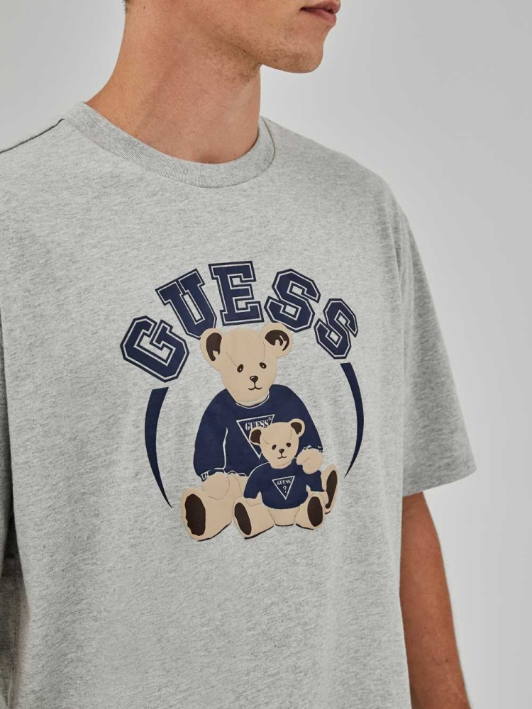 GUESS Originals Bear Men's T-Shirts Light Grey | UK0245KCE