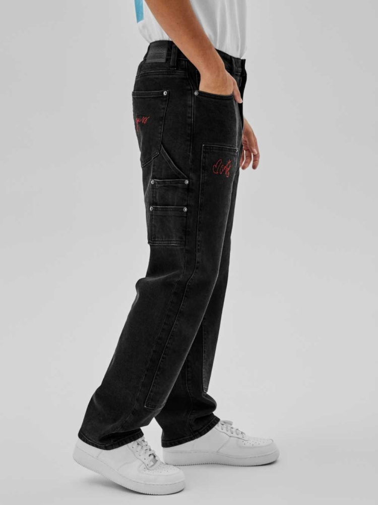 GUESS Originals Carpenter Men's Pants Black Wash | UK9548ZYV