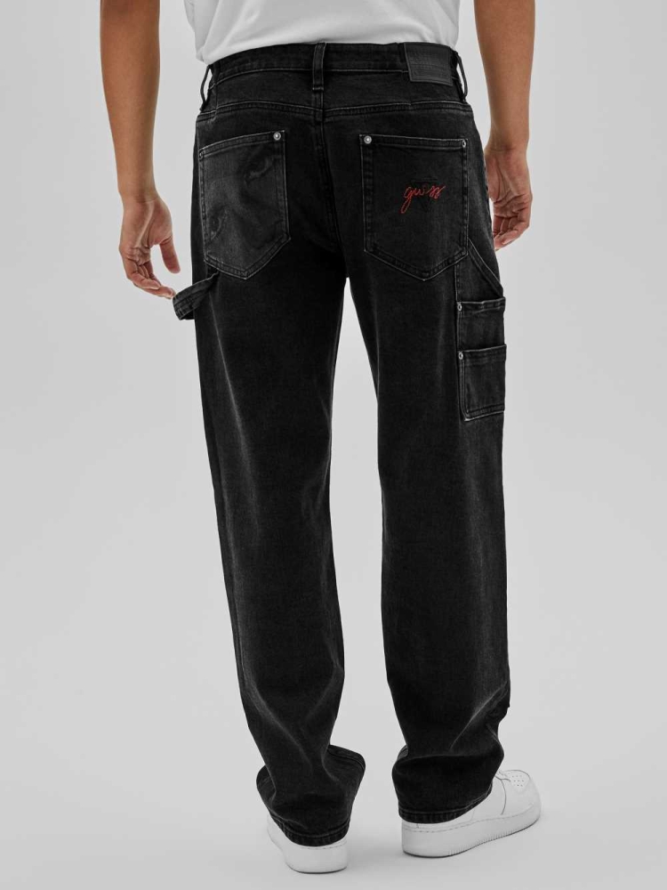 GUESS Originals Carpenter Men's Pants Black Wash | UK9548ZYV