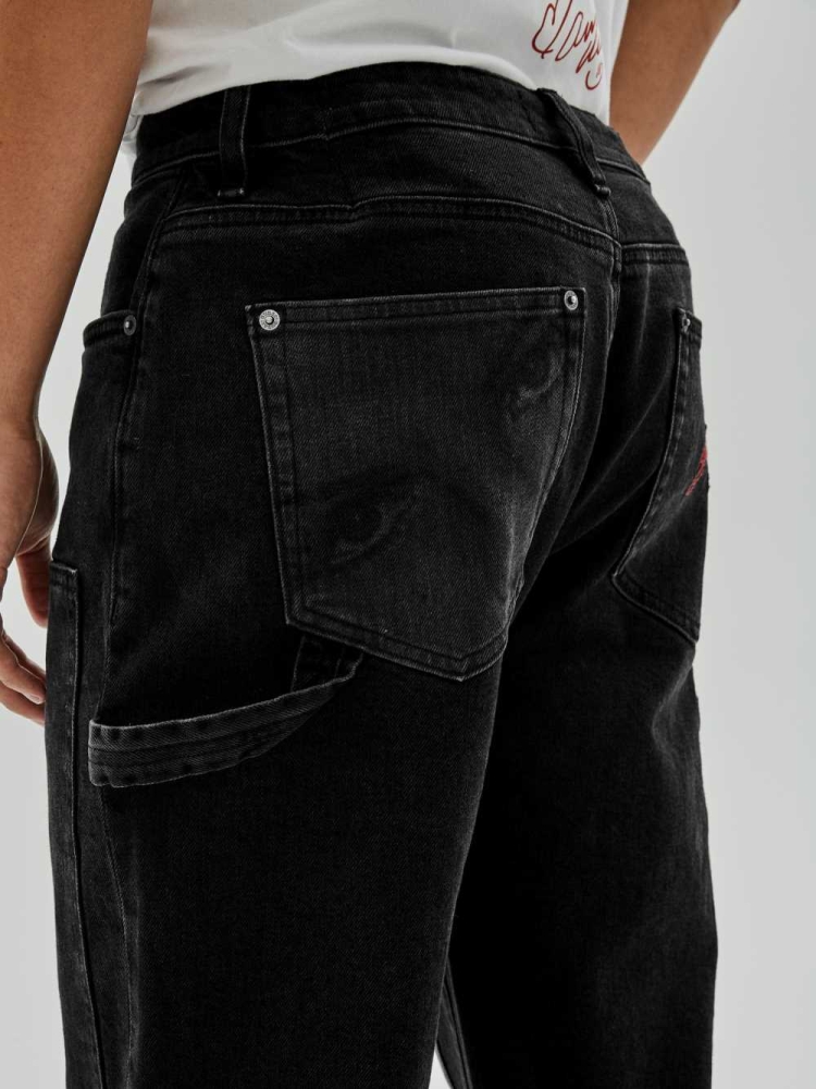 GUESS Originals Carpenter Men's Pants Black Wash | UK9548ZYV