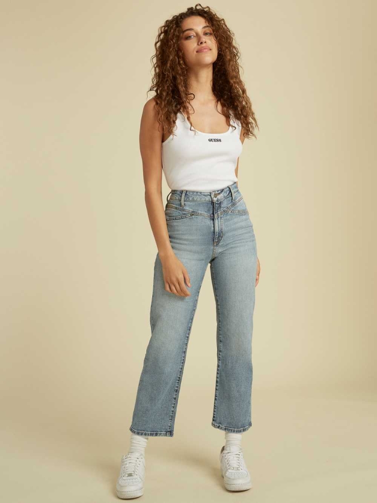 GUESS Originals Cropped Mom Women's Jeans Light Wash | UK3607BHO