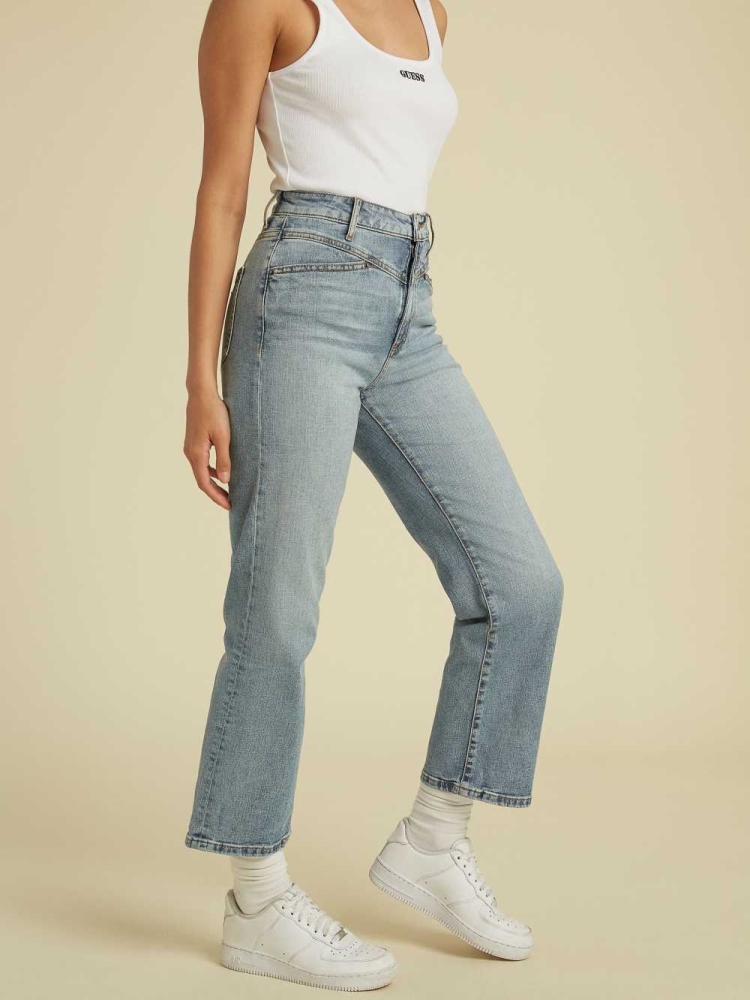 GUESS Originals Cropped Mom Women's Jeans Light Wash | UK3607BHO